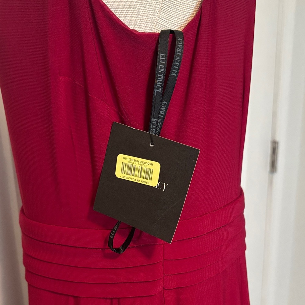 Ellen Tracy One Shoulder Red Dress Formal NWT - Picture 6 of 8